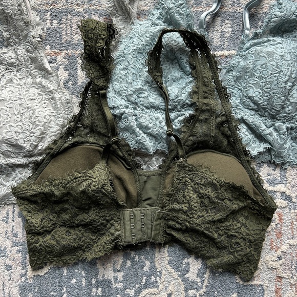 Aerie Lace Bralette Trio - Olive, Light Blue, and Gray Blue - Picture 3 of 10